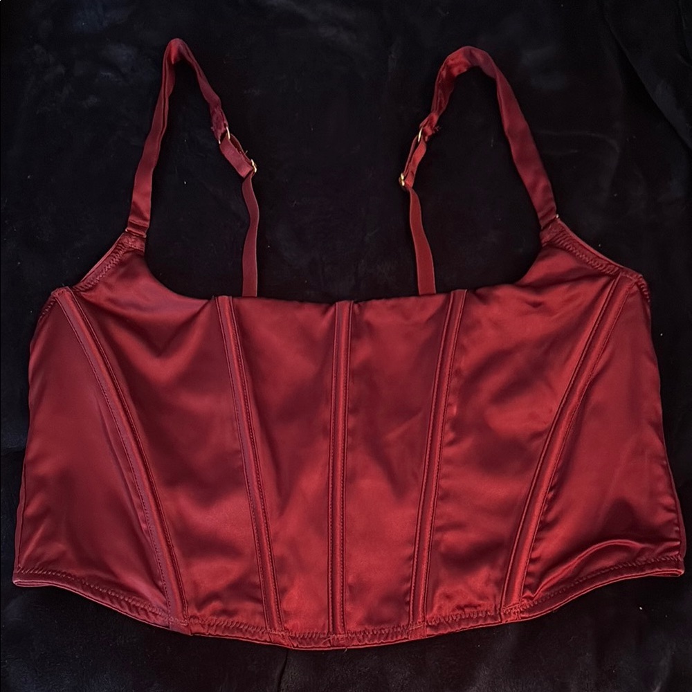 Elegant Red Satin Corset Top